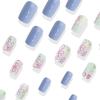 Unghii pătrate presate cu flori, unghii false adezive în 12 mărimi, 24 buc. tipsuri unghii french pentru decorațiuni nail art DIY