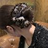 Plaid Brown High-End Satin Hair Tie for Women - Elegant Korean Hair Accessory