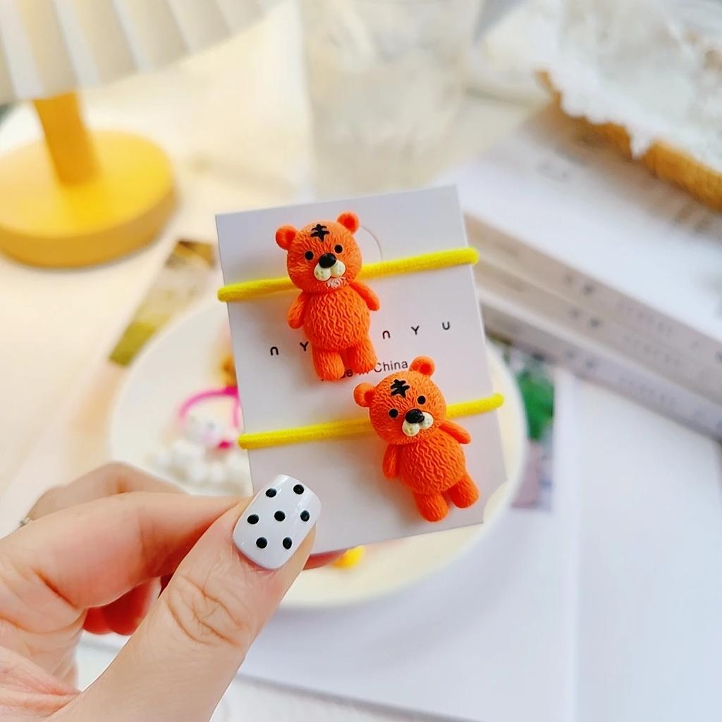 2PCS Cartoon Cute Bear Duck Kids Elastic Hair Bands Children Hair Ties Girls Hair Accessories Baby Headdress
