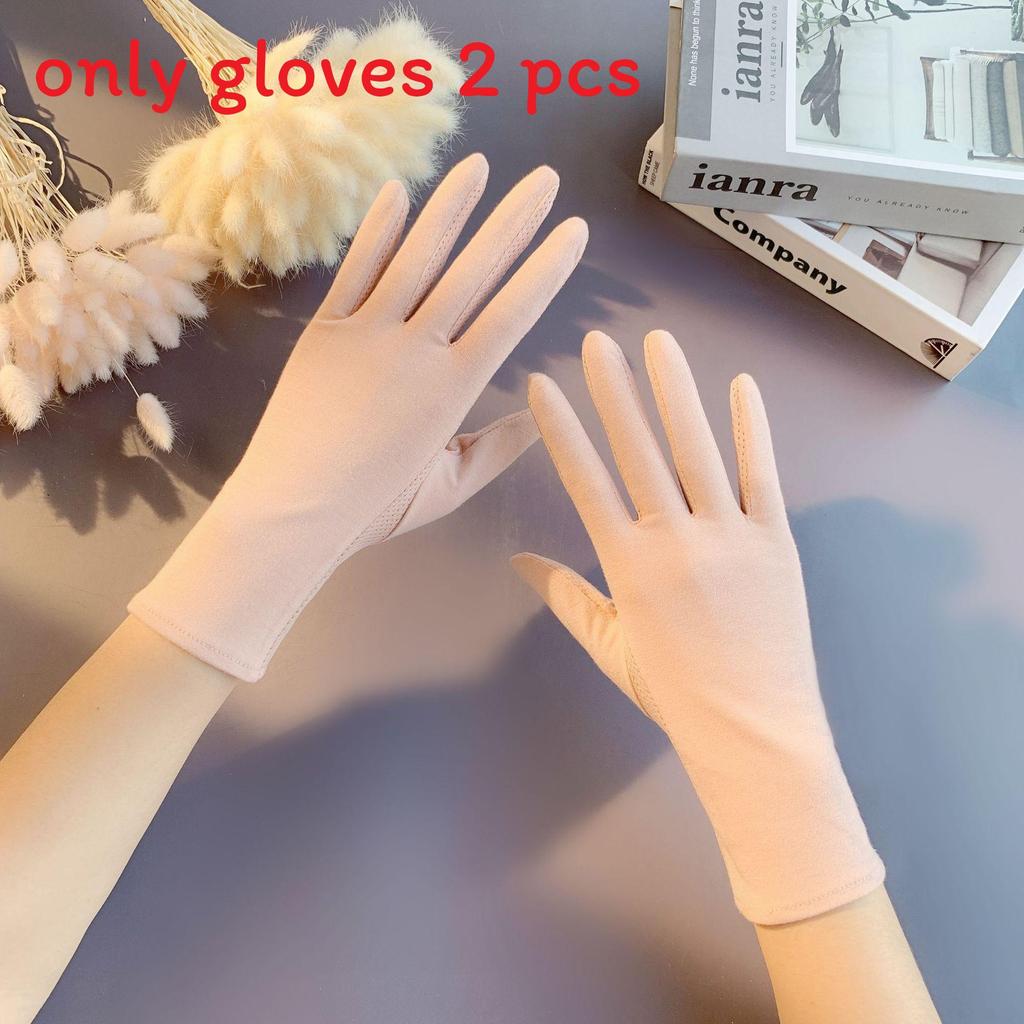 Summer Breathable Sun Protection Cotton Gloves For Cycling And Driving Women
