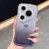 KEYSION Gradient Love Heart Wavy Phone Case for Huawei Pura 70 80 Pro 80 70 Ultra Glitter Jewelled Lens Protector Shockproof Cover