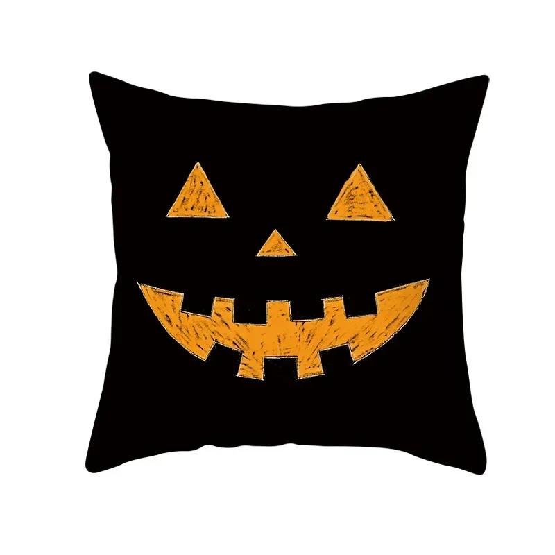 

Boo Trick or Treat Halloween Decor Pillow Cover x Inches Cushion Cover Ghost Cobweb Printed Orange Pillowcase Ornament 66x66cm