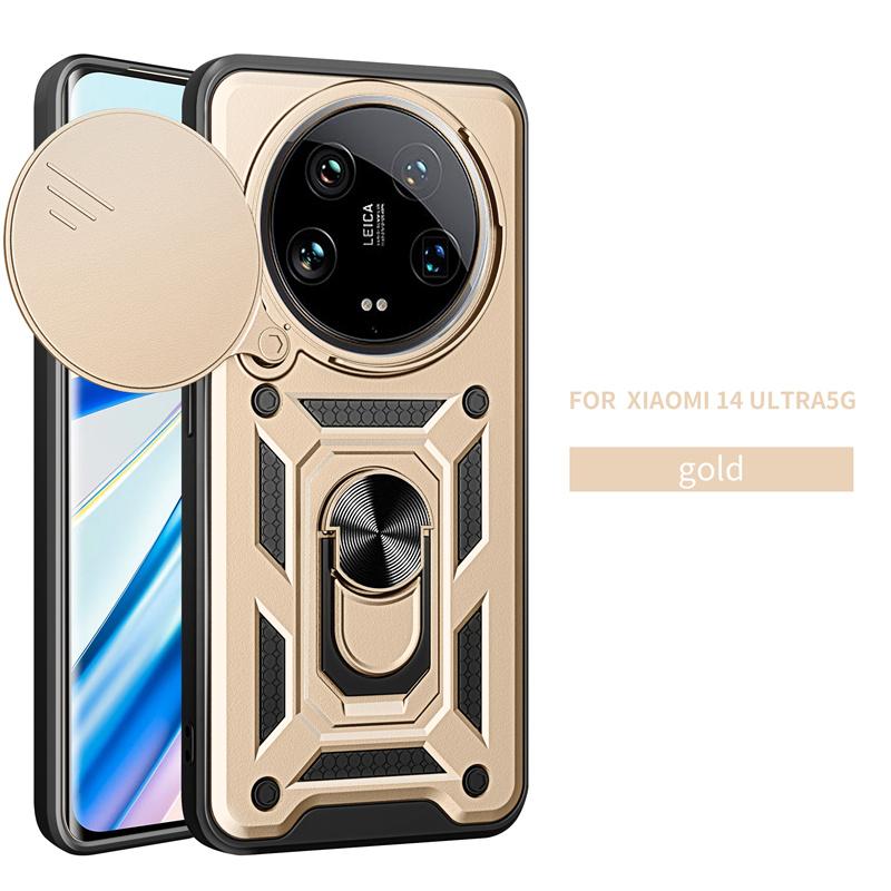 Armor Funda For Xiaomi 14 Ultra Case Slide Camera Protect Cover For Xiaomi Mi 14 Xiaomi14 Ultra Magnetic Holder Ring Stand Coque