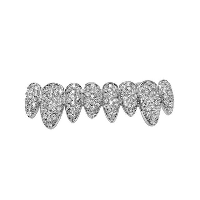 European and American New Tooth Socket Irregular 8 Teeth Inlaid Zircon Hip Hop Hiphop Halloween