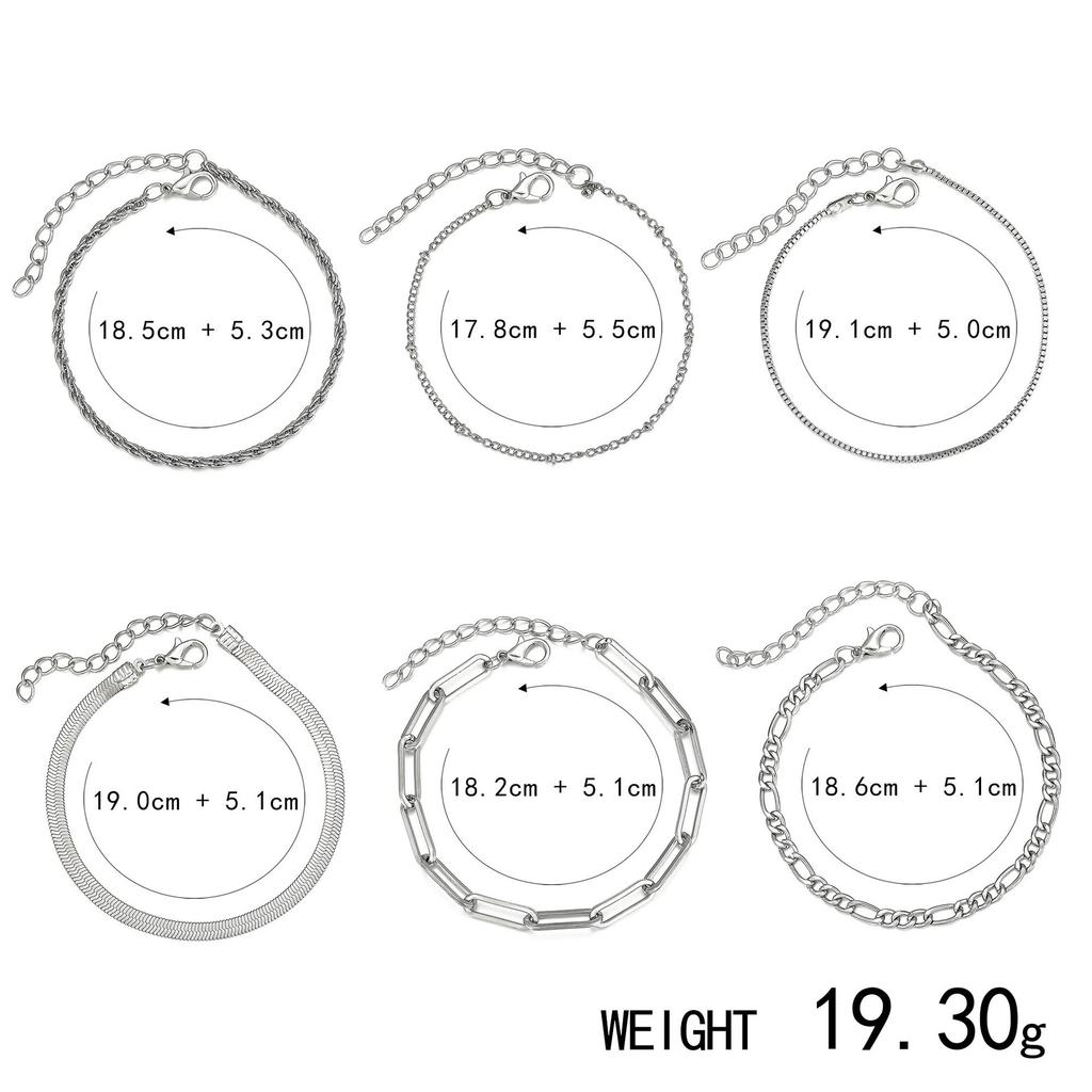 Simple Combination Bracelet, Fashionable And Personalized Multi-Element Chain 6-Piece Set Jewelry.