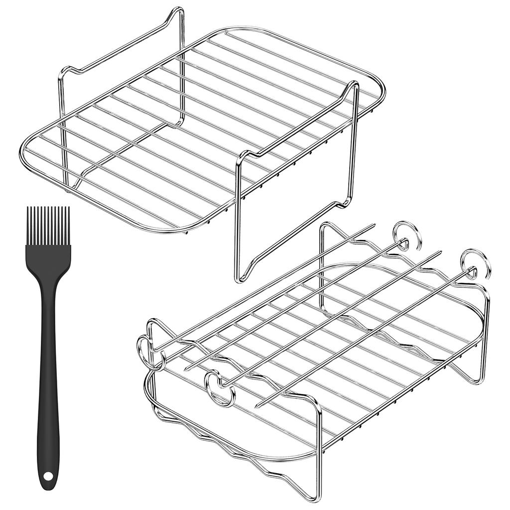 Air Fryer Accessories Baking Rack Stackable BBQ Metal Oven Grill Rack Food Frying Basket Multipurpose for Baking Cooking Tool