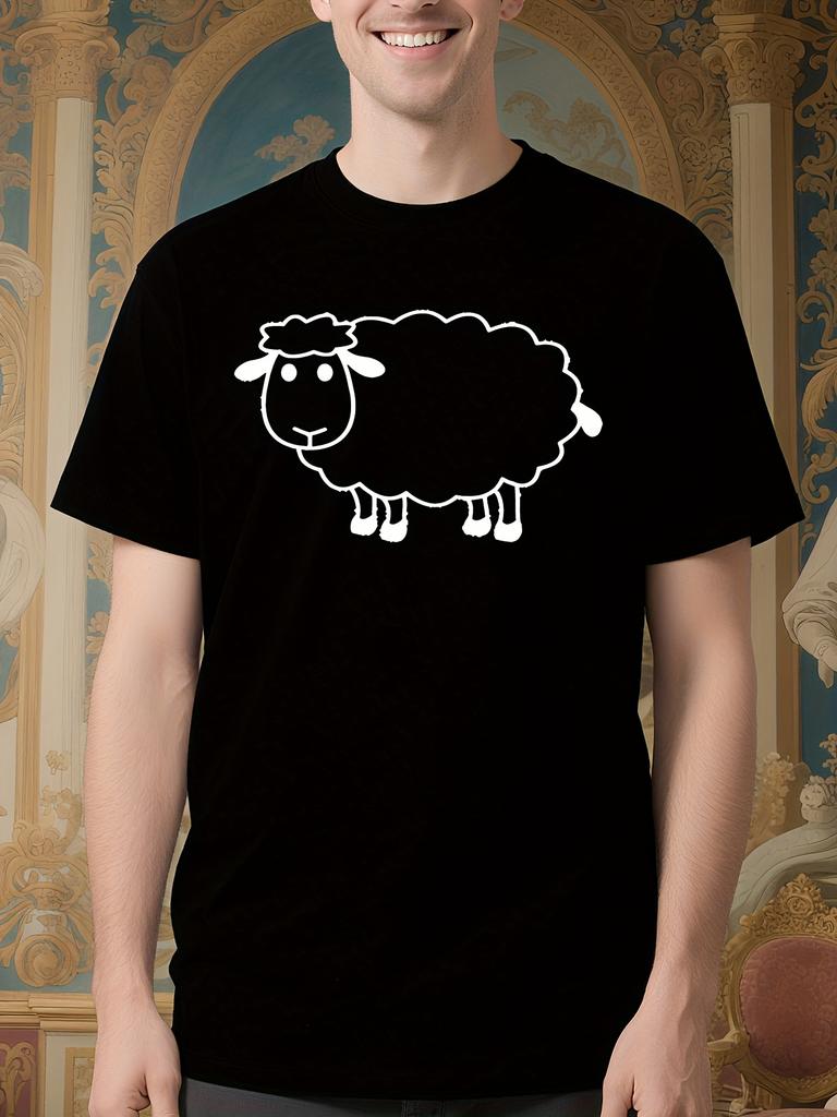 Funny Black Sheep Graphic Tshirt - White Outline Casual S...