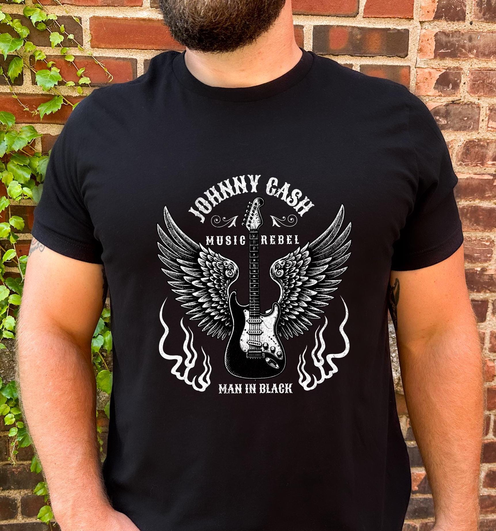 

Guitar Man Johnny Cash Classic Country Music Apparel Unisex T-shirt Music Tee Vintage Style Graphic Polyester T Shirts S разноцветный