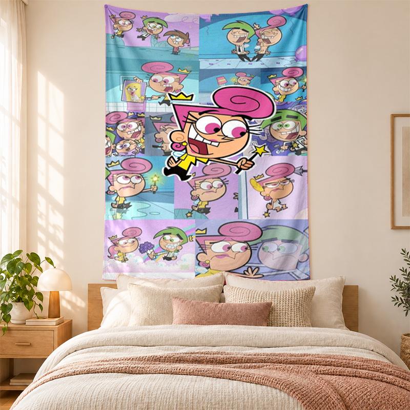 Fairly OddParents Wandteppich hohe Qualität zur Dekoration von Wohnzimmer Schlafzimmer Studentenwohnheim Wänden ideal als Schlafzimmer Wandkunst oder Weihnachtsgeschenk