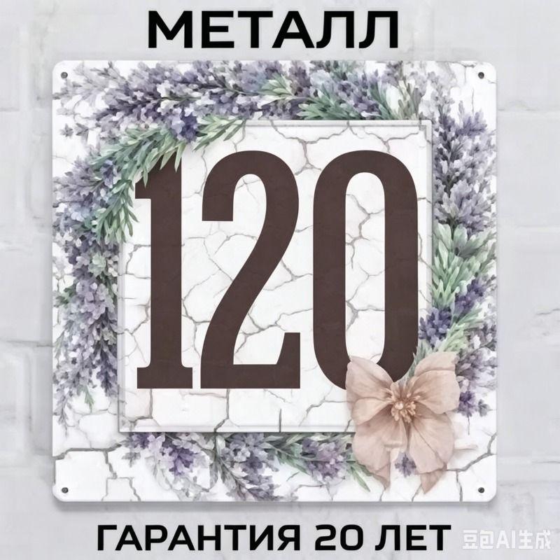 Metallhausnummernschild im Landhausstil Lavendel 20x20cm