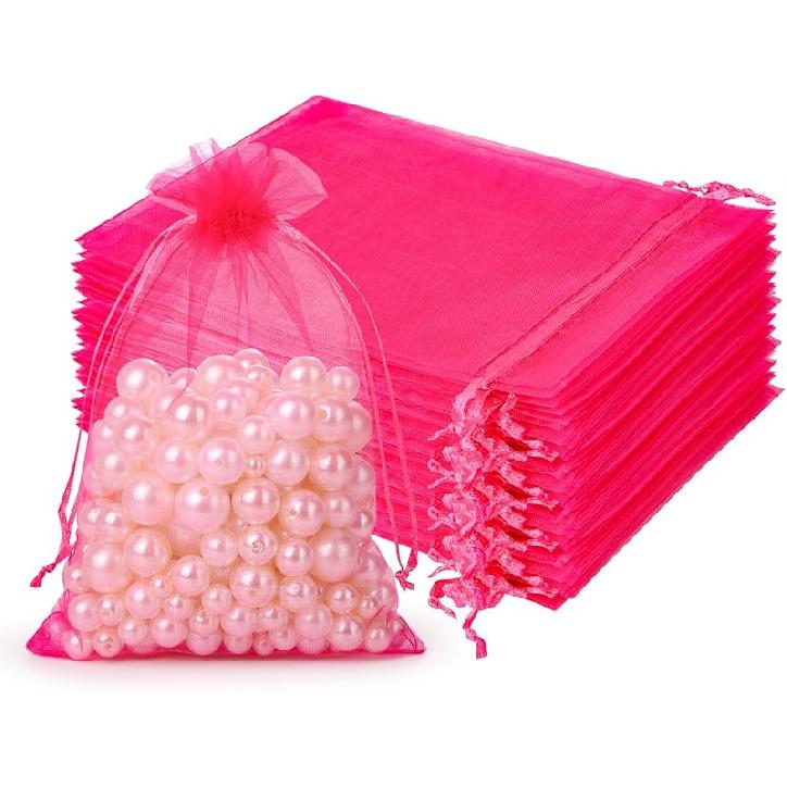 Hopttreely 100PCS Premium Sheer Organza Bags, White Wedding Favor Bags, 4x4.72 Jewelry Gift Bags for Party, Jewelry, Christmas, Festival, Bathroom