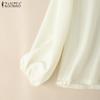ZANZEA Women Casual Round Neck Loose Long Sleeve Plain Blouse