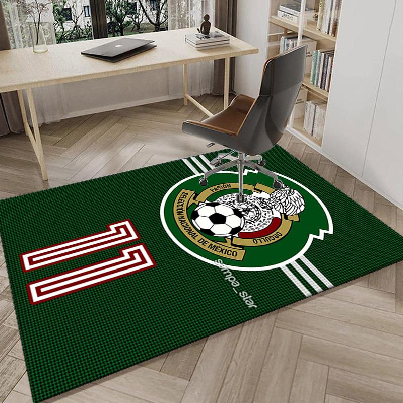 Mexico Football Team Emblem Printed Area Rug for Office, Chair Rug, Decorative Carpet Floor Mat, Large Size Fan gifts Christmas gifts