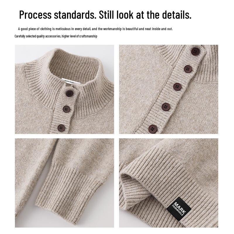 Mark Fairwhale Men's Henley Neck Loose-Fit Knit Sweater