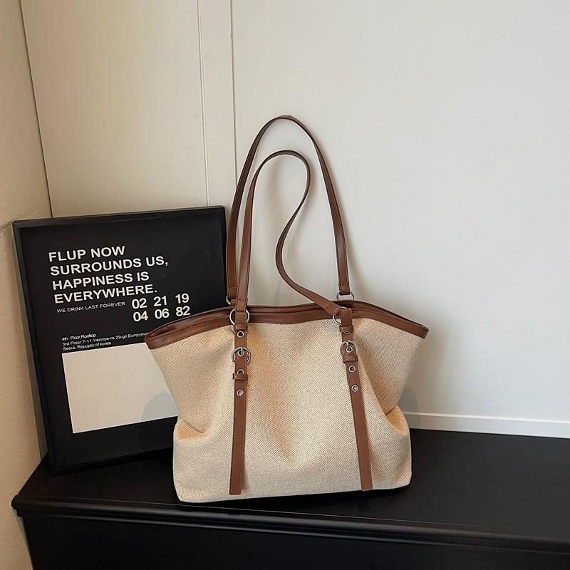 IELGY Casual Large-Capacity Canvas Bag Lightweight All-Match Commuter Shoulder Simple Portable Tote Bag