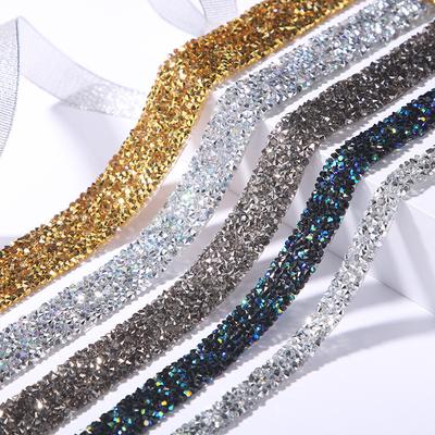 10Yards Crystal Rhinestone Ribbons Roll Diamond Sparkling Banding Belt Wrap Wedding Party Crafts Self-Adhesive DIY Decorations