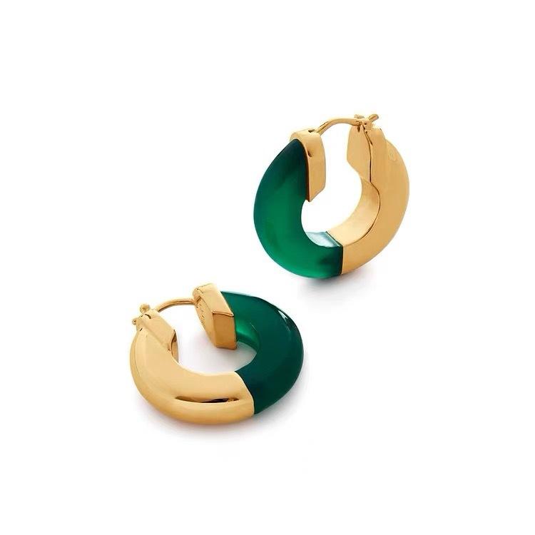 2026 Black Resin Earrings Women s Green Earrings Light Luxury Niche Premium Ear Buckles Earrings