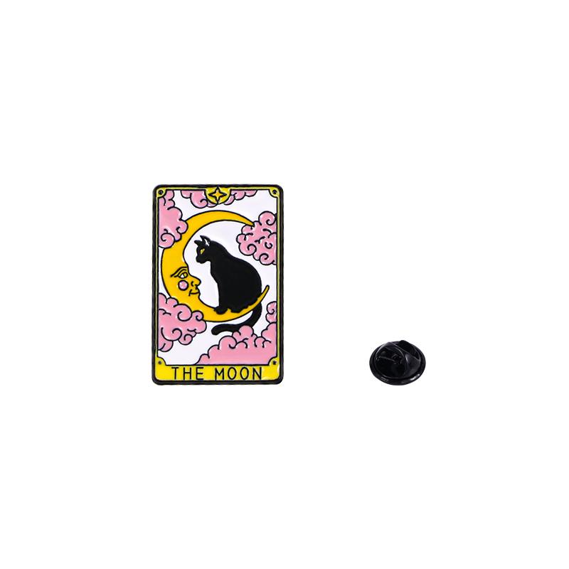 New Tarot Cat Series Enamel Brooches The Moon The World The Lovers Ace Of Paws Lapel Pins For Backpack Jacket Gift For Pet Lover