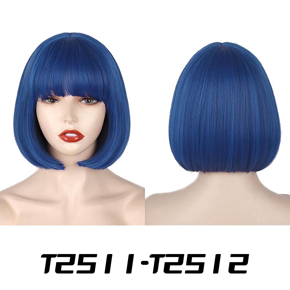 MISSQUEEN Synthetic Chic Bob Wig with Bangs Natural Straight Black Hair Elegant Shoulder-Length Cut Perfect For Women’s Fashion Accessories