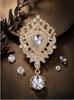 Vintage European-American Rhinestone Teardrop Brooch with Crown Pendant - Elegant Women's Accessory