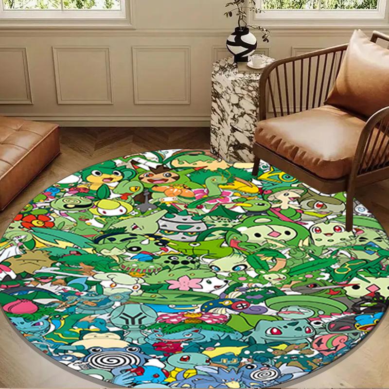 Cute Pika Adventure Round Rug for Livingroom,Bedroom, Palyroom, Chair Rug, Area Rug, Circle Carpet, Large Size Fan Christmas Gift