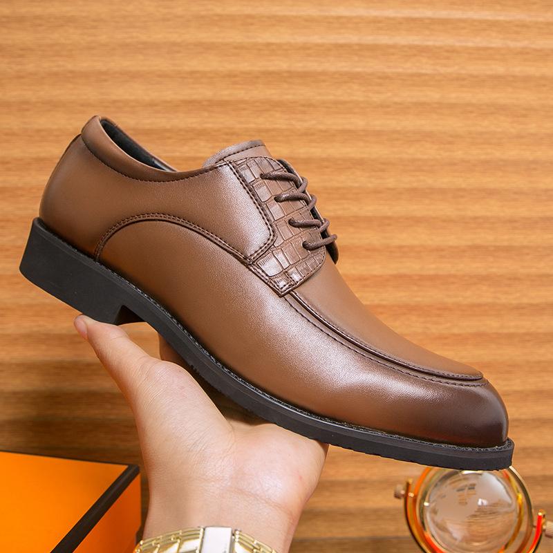 Men's shoes large size new leather shoes fashion men's business dress shoes trend British style retro lace-up leather shoes