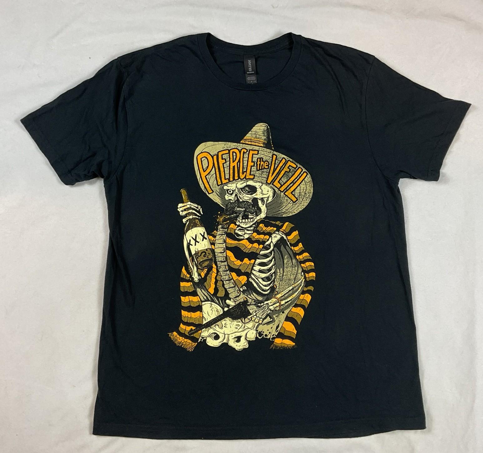 Pierce The Veil T Shirt Bandito Skeleton Booze PTV Black Size Large L S разноцветный