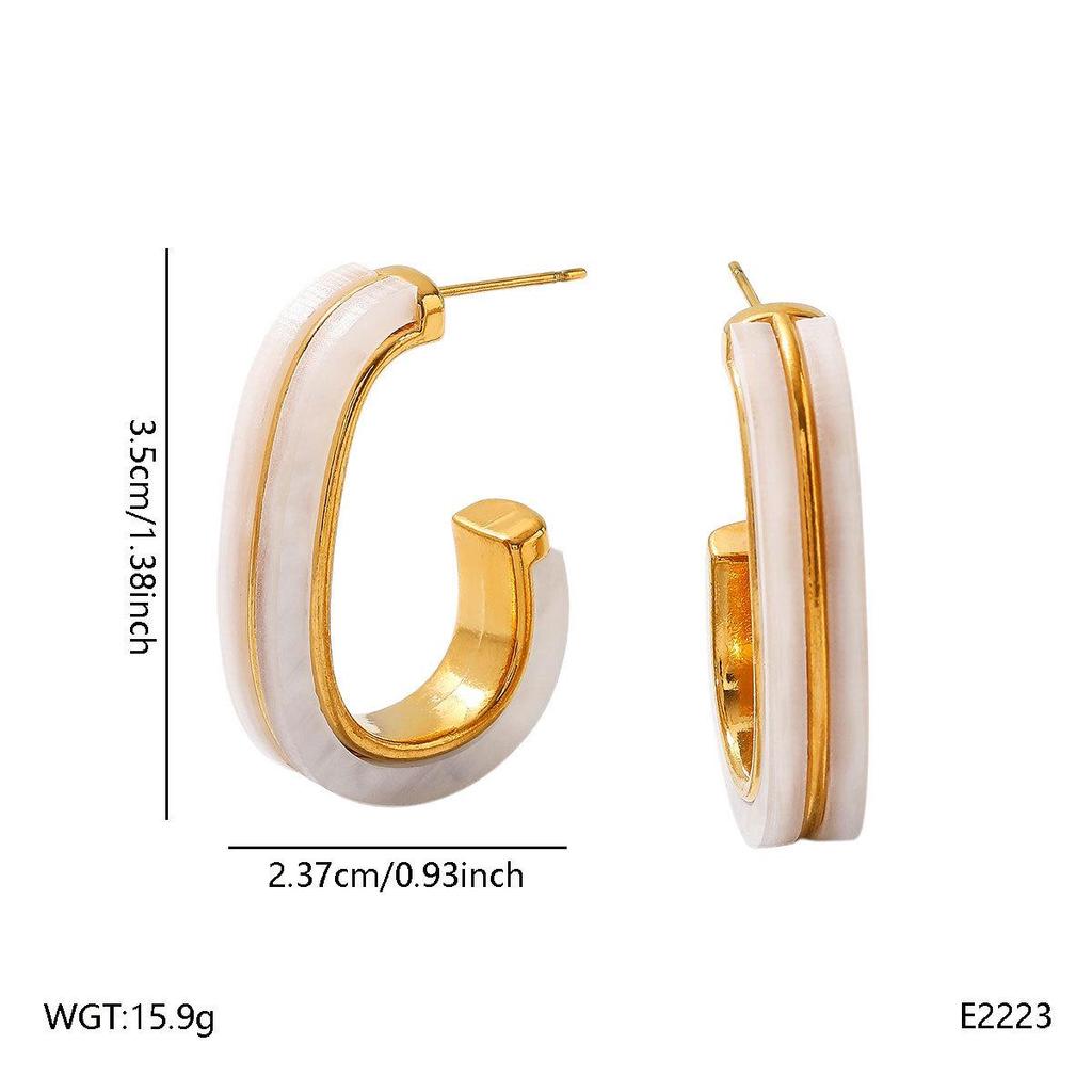 European-Style C-Shaped Contrasting Color Earrings: Stylish, Versatile Studs with a High-End Feel for Women.