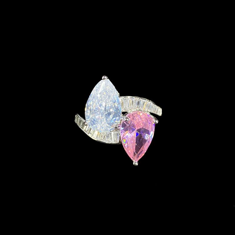 

Sweet Cool Style 18K Plated Princess Pink Obsidian Ring Adjustable