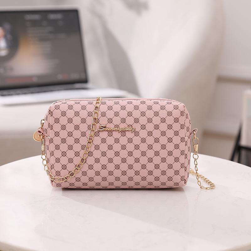 Lis fashionable retro polka dot printed small square bag, small and simple chain, mobile phone bag, messenger women's bag.