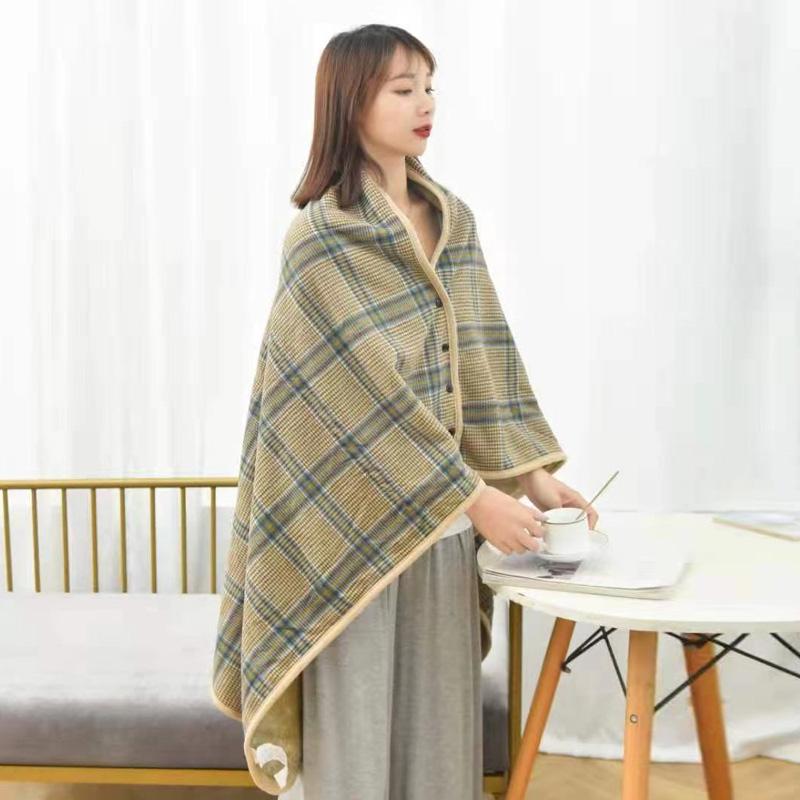 1PC Wearable Blanket Shawl Blanket Flannel Lazy Casual Office Blanket Retro Grid Stripes Warm Blanket For Winter 80×135cm