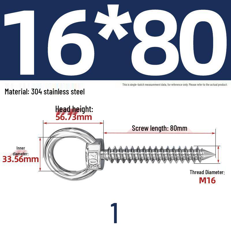 304 Stainless Steel Self-Tapping Eye Bolt with Ring Screw Hook