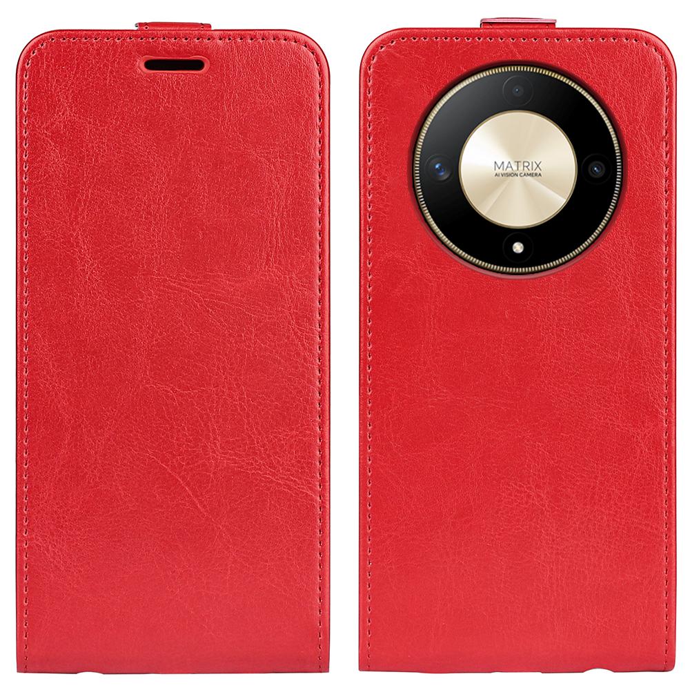 

For Honor X50 5G/X9b 5G/Magic6 Lite 5G Case with Card Slot Vertical Flip Leather Phone Cover Red