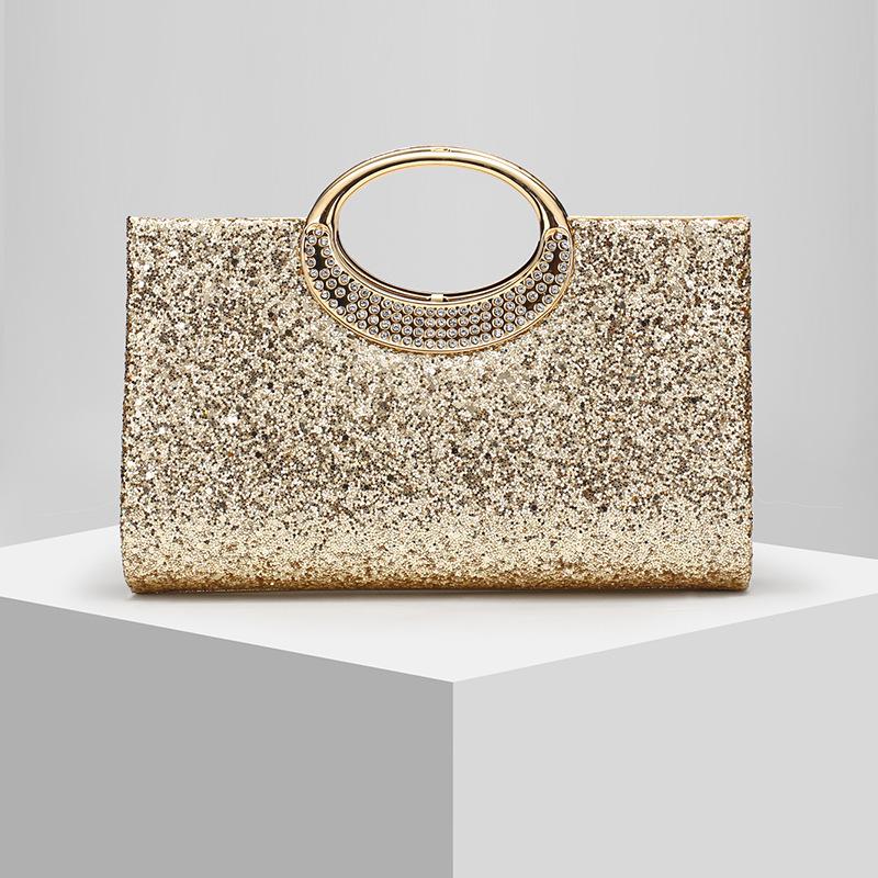 Новая Вечерняя Сумка Блестящая Сумочка Клатч со Стразами для Вечерних Платьев золотой
