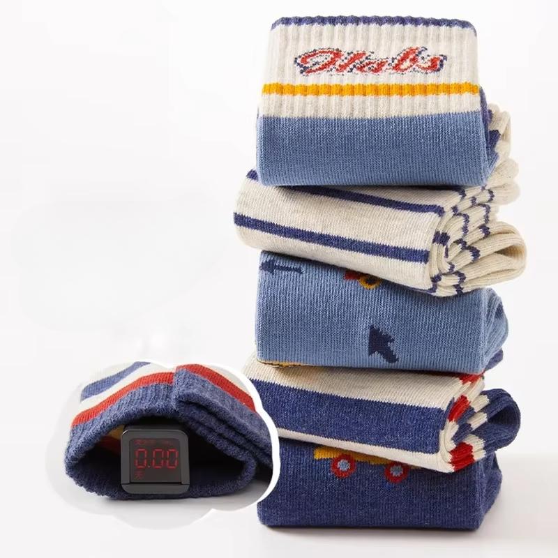 5Pairs Soft Boy's Mid-Tube Socks Dingdang Car High Elasticit Fashionable Winter Clothes Children's Fashion of Animals 1-14Years