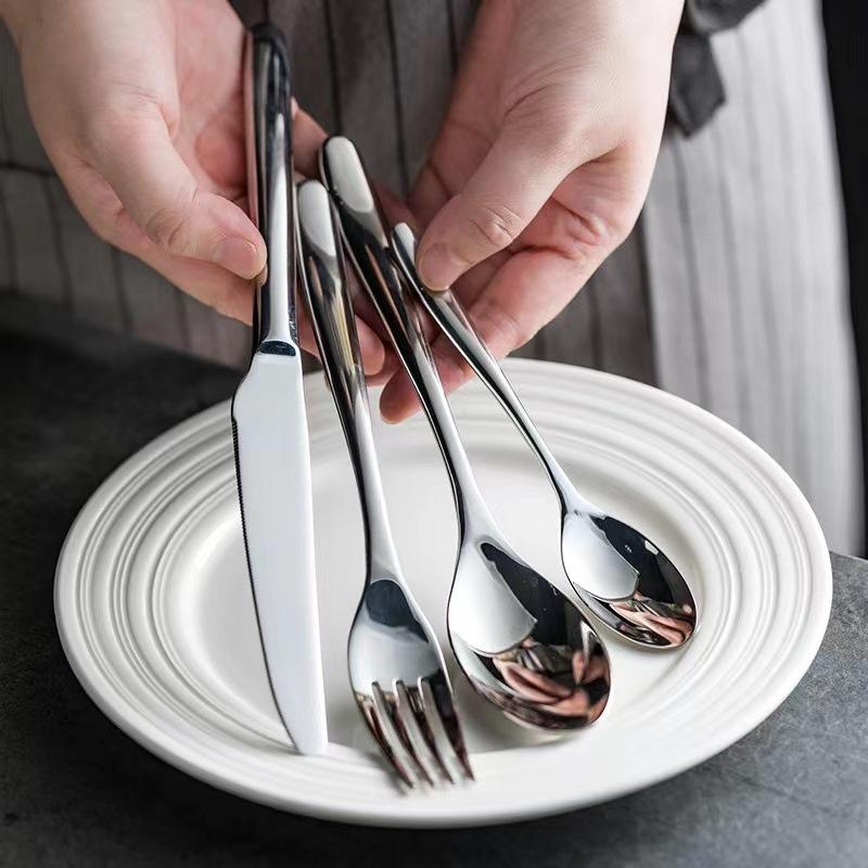Thickened 304 stainless steel knife, fork and spoon dessert spoon high-end hotel light luxury restaurant Western tableware set
