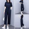 Summer Rompers Ice Silk Korean High-Waist Short-Sleeved Jumpsuit with Waist Fashion Casual Suit Jumpsuit Streetwear Lady