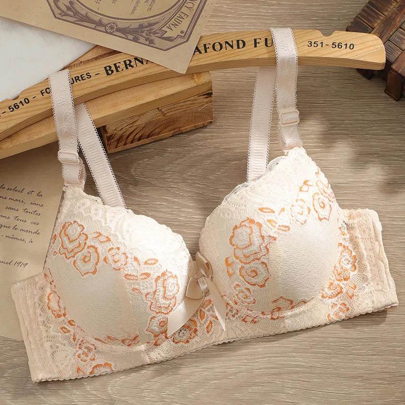 Ladies Lace Sexy Comfortable Push Up Bras with Steel Rings Thin Bras Anti-Sagging Adjustable Push Up Bras