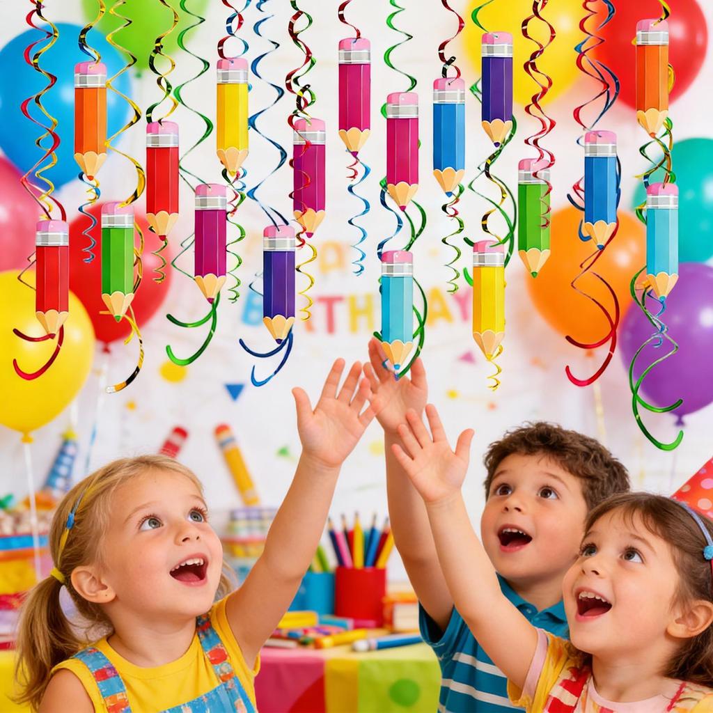 Party Ceiling Decorations Colorful Pencil Streamers Hangable Classroom Decor For Teachers School Classroom Home Kid Birthday