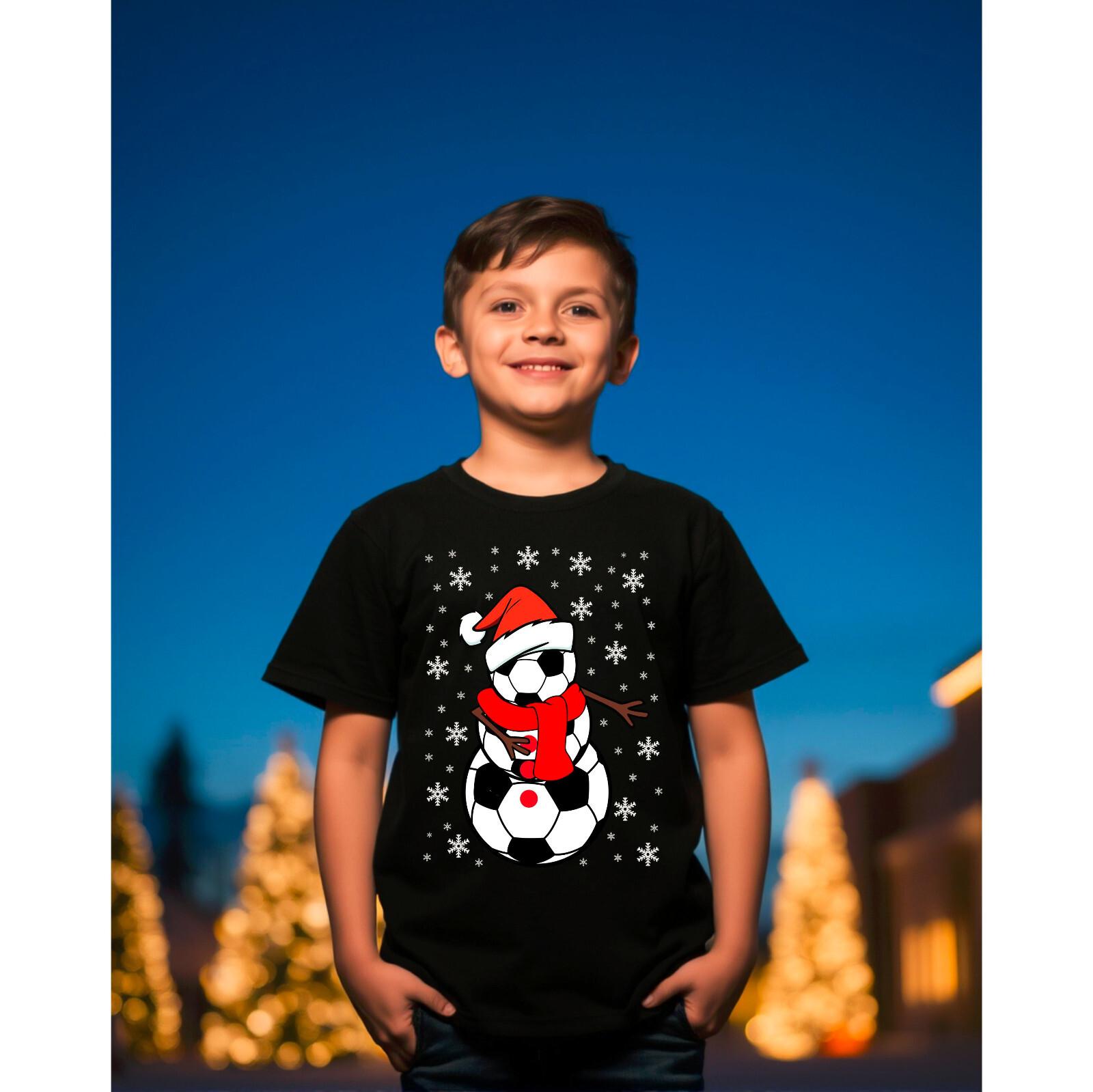 Christmas FootBall Snowman T-Shirt Soccer Ball Santa Hat Shirt Unisex Tee Adult XXXXL