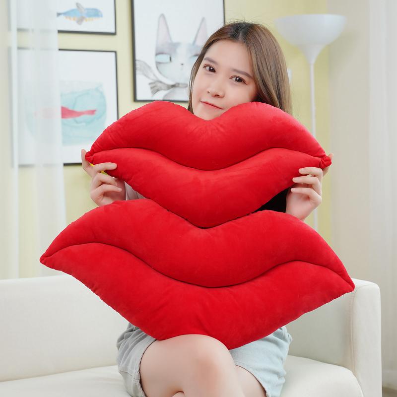 Cuscini Decorativi a Forma di Labbra Rosse e Rosa Morbidi Giocattoli di Peluche Imbottiti Cuscino per Letto Divano Ufficio Cuscini Abbracciabili Creativi per Regali per Ragazze