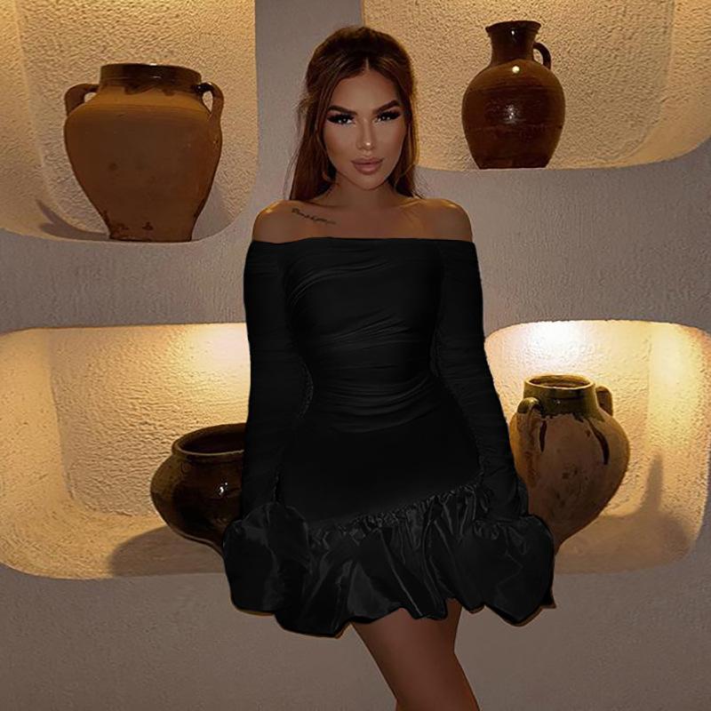 Rochie de iarnă pentru femei, dulce și proaspătă, cu o singură linie, cu guler și manșetă