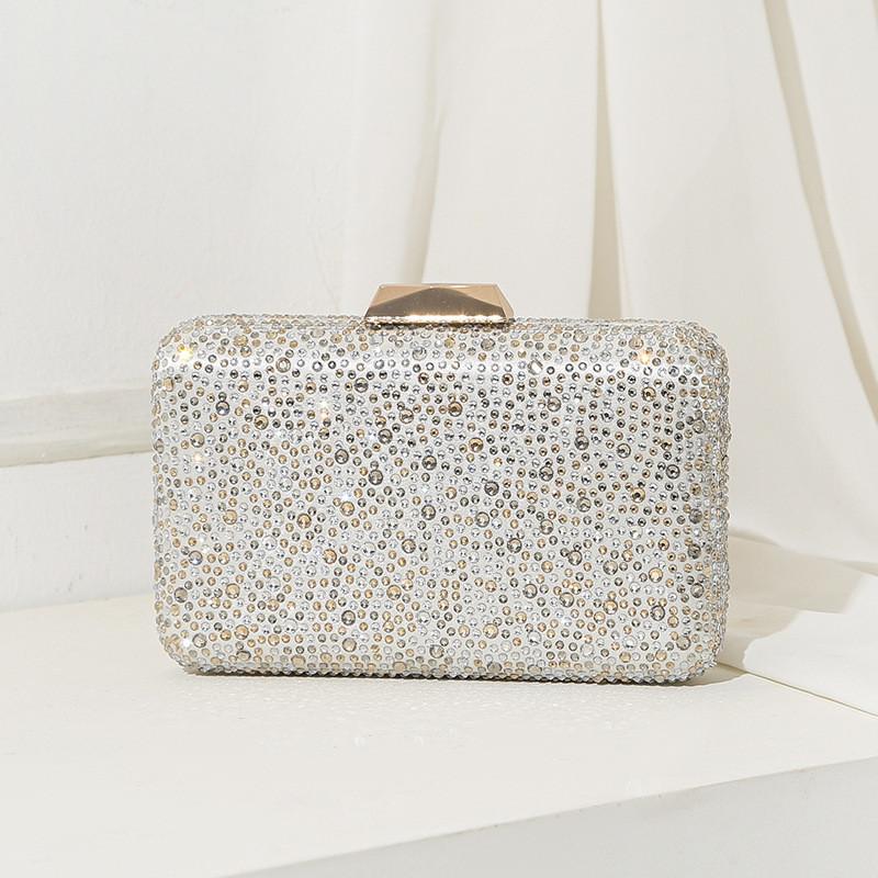 Borsa a pochette glitterata di lusso con decorazioni di strass per feste di matrimonio ed eventi formali