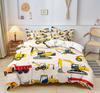 Cartoon Car Bedding Set Construction Vehicles Comforter Cover 3pcs Kids Machinery Truck Soft Polyester Duvet Cover for Boys Gift