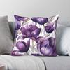 Federa Cuscino Quadrata Fiori Viola Poliestere Lino Velluto Fantasia Zip Decorativa Federa Cuscino da Arredo Copricuscino per Casa 18"