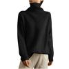 Women's Solid Color High Neck Knitted Top, Casual Commuting Loose Sweater
