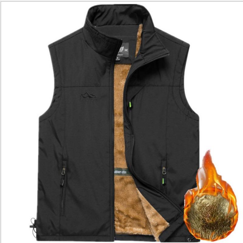 

Мужской жилет с флисом для осени и зимы, повседневный стоячий воротник, теплый, для фотосъемки, рыбалки 5XL