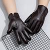 Men's Simple Sheepskin Gloves Thick and Warm Winter Cycling Genuine Leather Gloves  Fashion Clothing Gloves