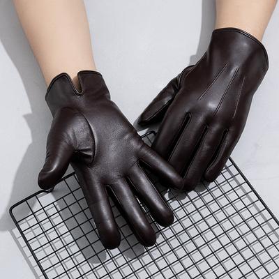 Men's Simple Sheepskin Gloves Thick and Warm Winter Cycling Genuine Leather Gloves  Fashion Clothing Gloves