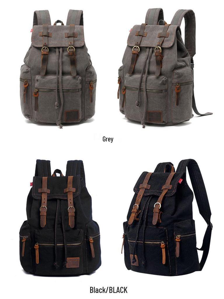AUGUR Vintage Canvas Backpack for Men – Dual-Shoulder Laptop & School Bag
